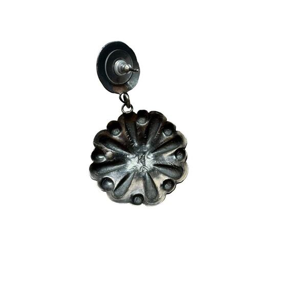Gabrielle Yazzie Navajo Turquoise And Sterling Silver Dangle Concho Earrings - Picture 4 of 6
